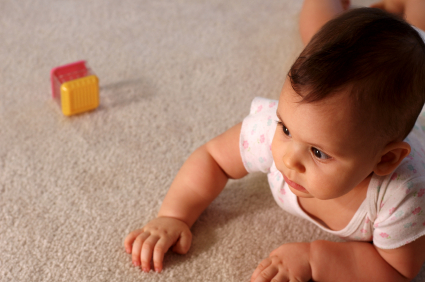baby on clean carpet